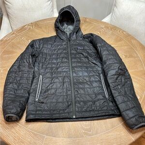 Men’s Dark Grey Patagonia Hooded Nano Jacket - Large